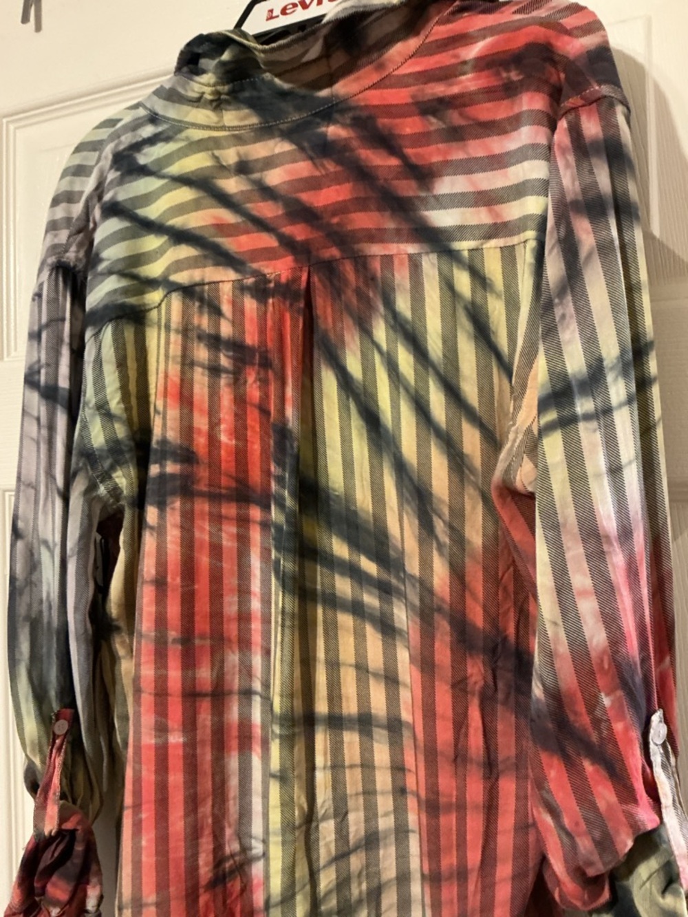 NWT The Nu Vintage USA Abstract Stripe High Low Rayon Tunic Top Large Boho - Picture 10 of 10